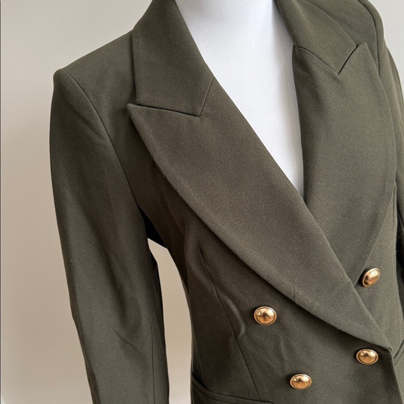 Express Olive Double-Breasted Blazer - Picture 2 of 3